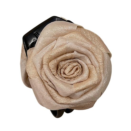 Hairpin Dry Rose Flower Decor Hair Clip with Imitation Pearls Half-Tie Hair Side-swept Hair Claw Vintage Style Hair Accessory