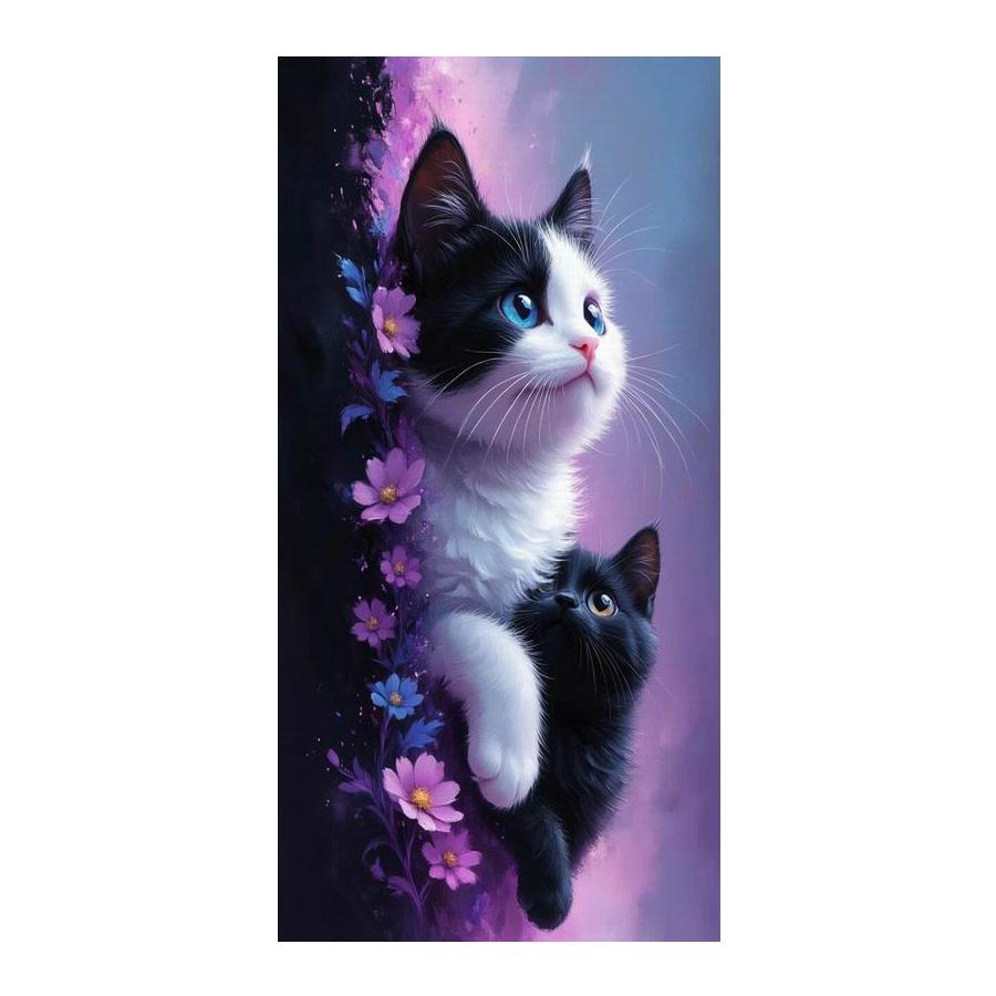 Black and White Cat Large Size Diamond Painting New Collection Pet Animals Diy Full Drill Rhinestone Embroidery Mosaic Cross Stitch Kits