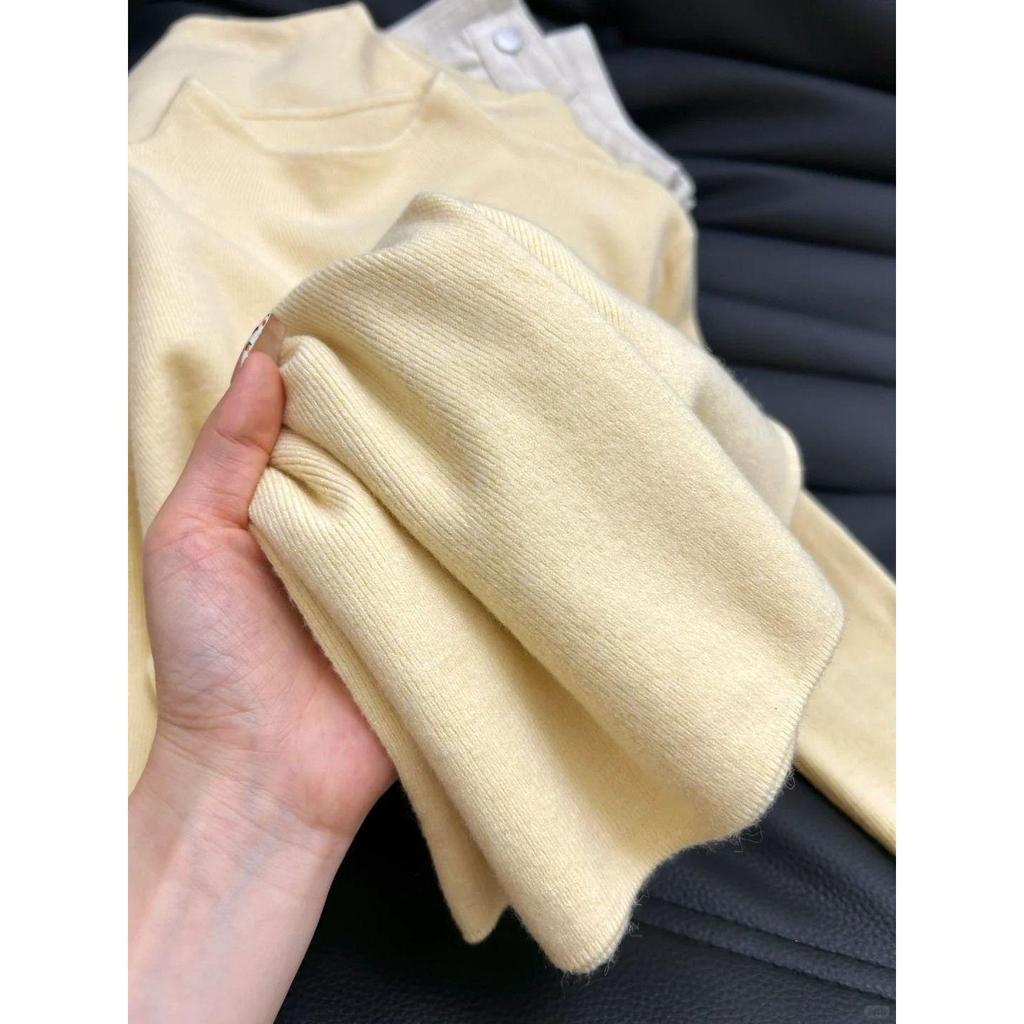 Women's Brightening Cream High Neck Knit Top - Winter Slimming Sweater