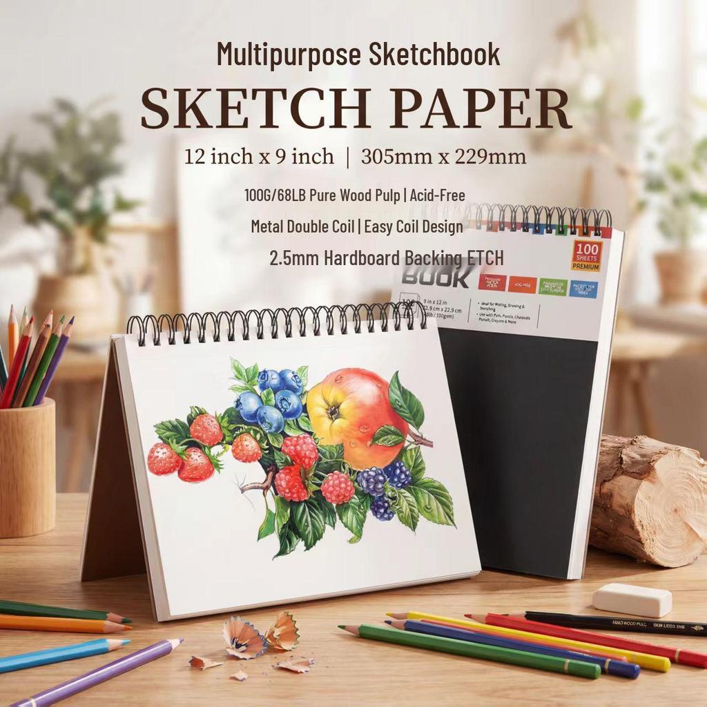 Popular 9x12 Inch Tearable Sketchbook for Quick Art Sketches