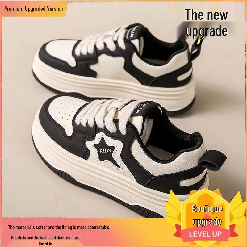 Superheta vita damsneakers 2025: Koreansk stil, tjock sula, mångsidiga fritidsskor för vår och höst