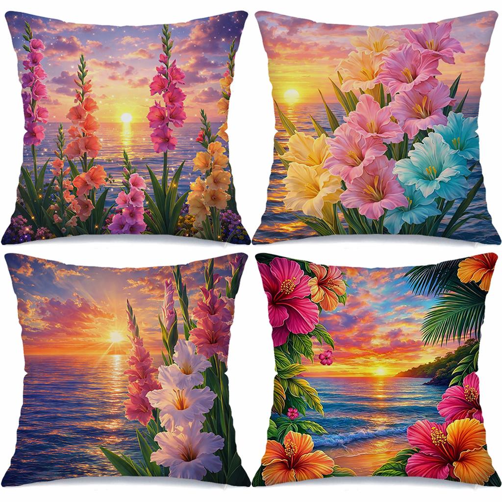 Pcs Sunset At Jianlan Beach Digital Printing Pillow Cover Short Plush Suitable Living Rooms Bedrooms Sofas Throw Cushion Cover