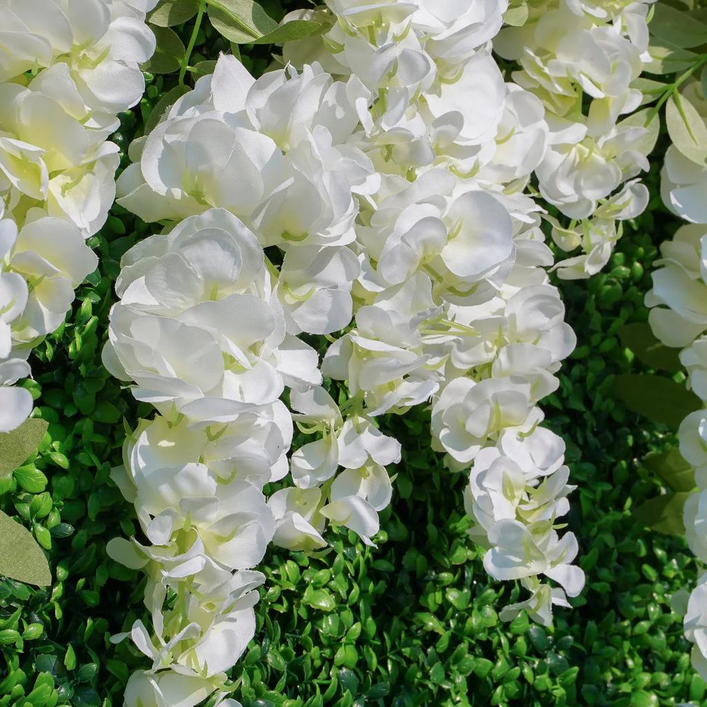 Uflower Artificial Flower Wall Roll-Up Green Grass Fabric Floral Backdrop for Wedding Event Party Decorations Curtain