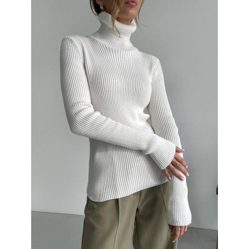 Women's Lengthened Turtleneck Sweater Autumn and Winter Knitted Bottoming Shirt Slim High Neck Pullover Sweater