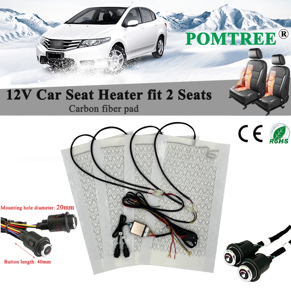 Universal 12V Built -in Car Seat Heater Kit Fit 2 Seats 48x27cm Alloy Wire Heating Pad 6-level Switch System Auto Accessories