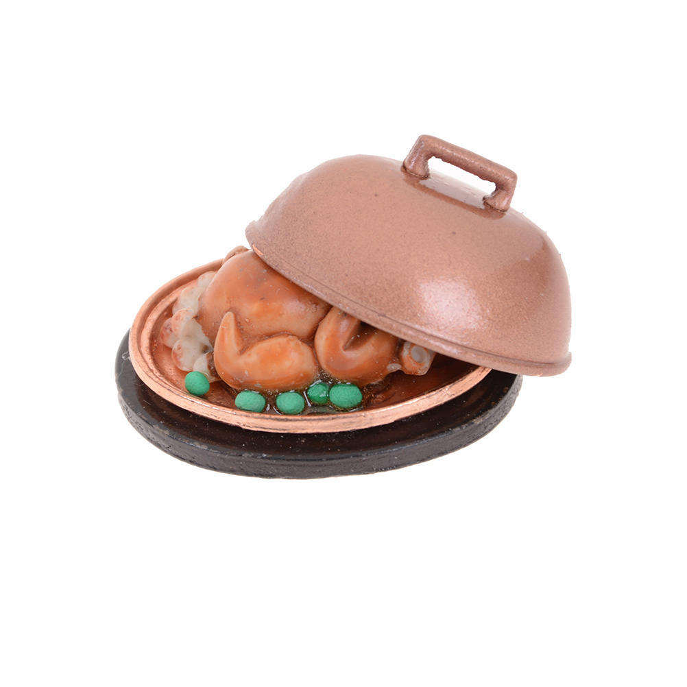 1:12 Dollhouse Kitchen Pressure Cooker Cookware Soup Meats Simulation Kitchen Furniture Doll House Miniature Accessories