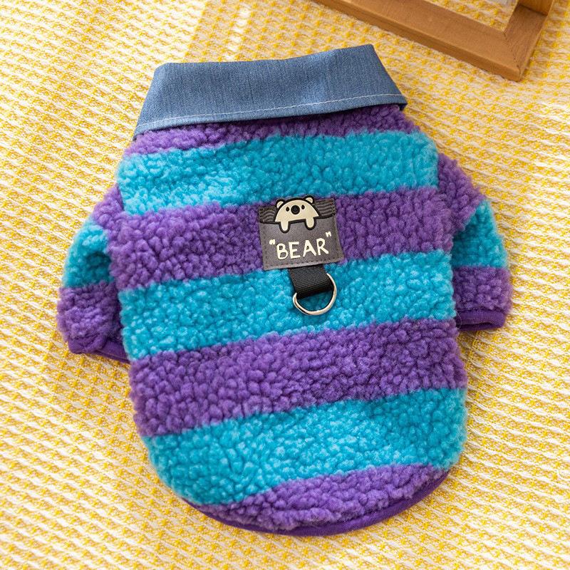 

Одежда для собак Осень и Зима Теплая Полосатая Рубашка с Воротником Двуногая Маленькая Собака Тедди Бигбер Йоркшир Питомец Фланель XL (recommended weight 11-7.5 kg) бонди синий