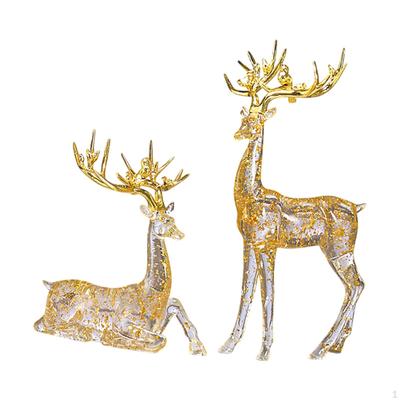2 Stück Paar Hirsch Statuen Skulpturen Rentier Figuren Kreatives Handwerk Ornament für Tischplatte