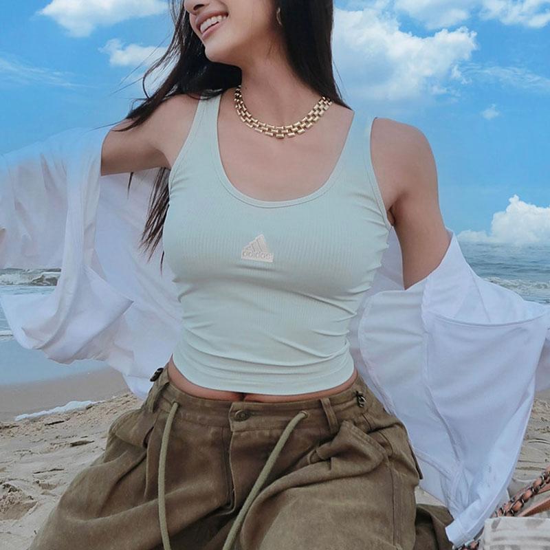 Adidas Ct Tank Logo Sports Vest Women Tops Linen-Green IT4358