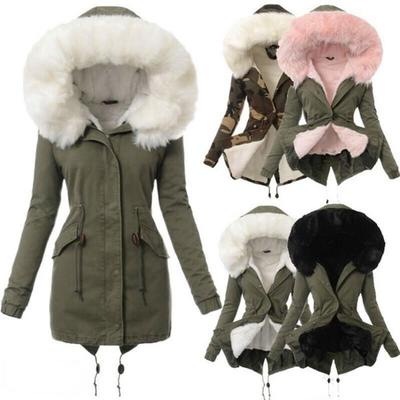 Warmer Winter Damen Übergröße Kunstpelz Kapuze Langer Mantel Verdickt Fleece Mode Parka Jacke Oberbekleidung