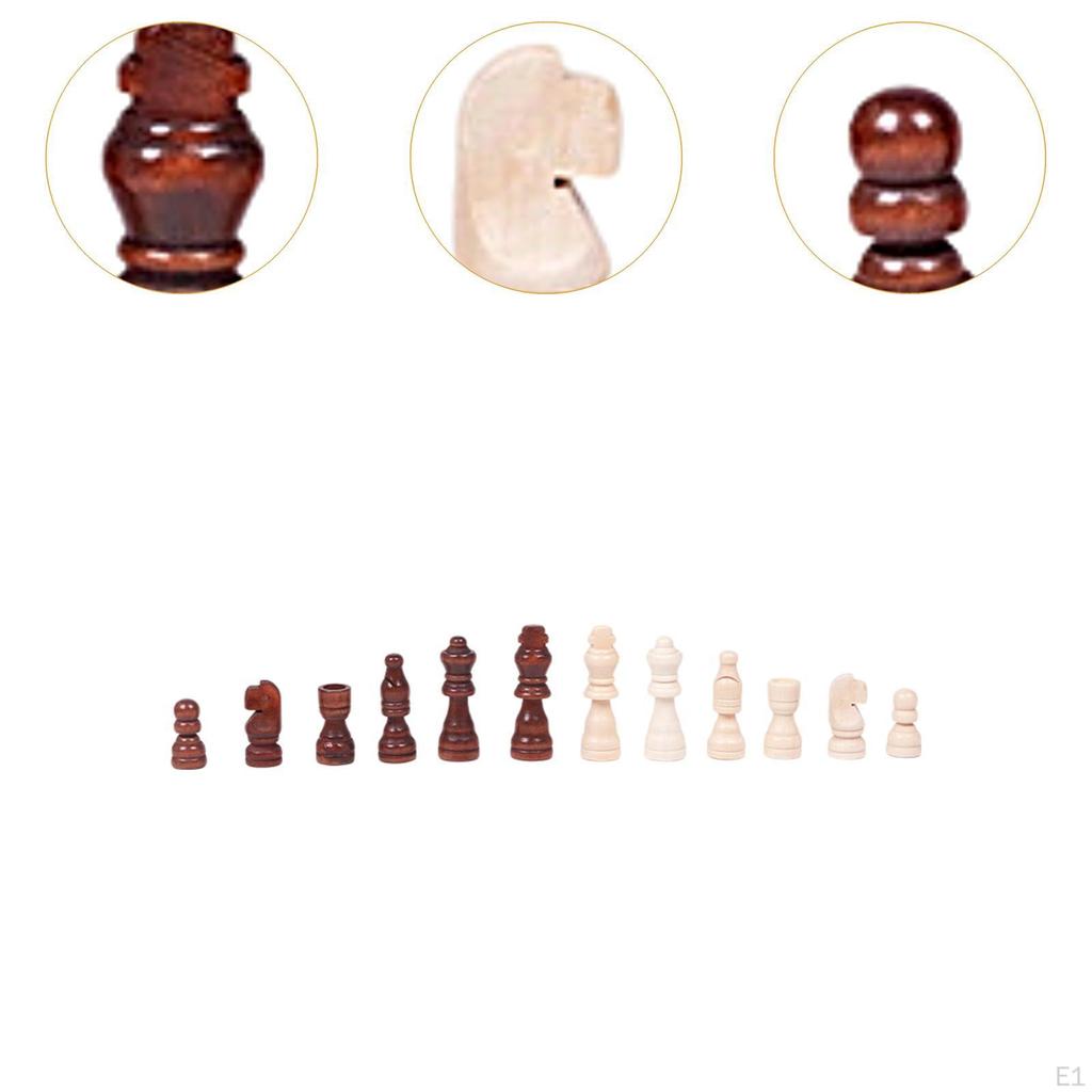 32 Pieces Wooden Chess Set Educational Figures for Club School Office Dorm