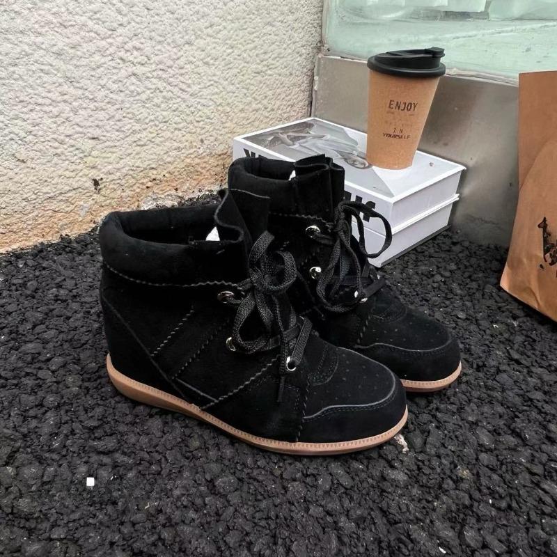 Vintage Boots Women s Casual Style Thick-soled Heightening Short Boots Fashionable and Versatile Women s Single Boots 35 чёрный 5170₽