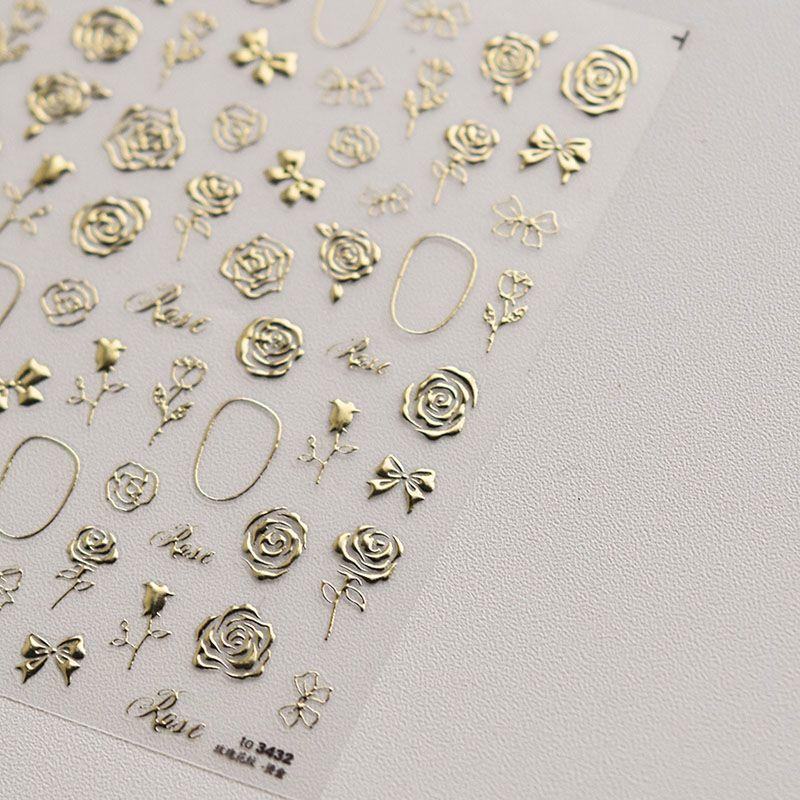 

Silver Rose Gold Flower Tomoni Nail Sticker New gilded roses for 3432