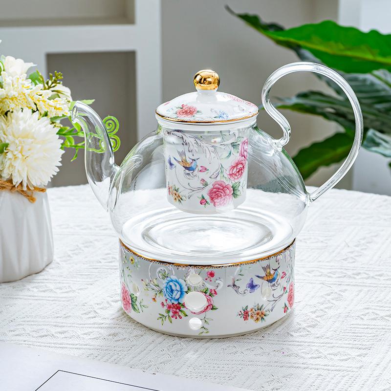 BRPfingstrosenblüte Keramik Kaffeekanne Teekanne mit Blumen Kerzenständer Muttertopf Englischer Stil Schwarztee Tasse Kaffeetasse HausgeschenkEY