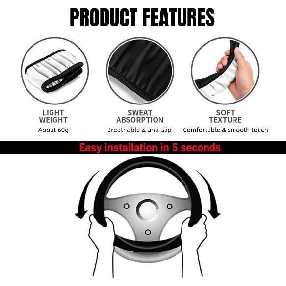 Leather Steering Wheel Cover Compatible With Civic Universal Size(Red)