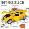 1/32 Volkswagen Beetle Alloy Die-cast Car Model Sound and Light Bring Back Pull Function Vehicle with Base Ornament Children's Gift