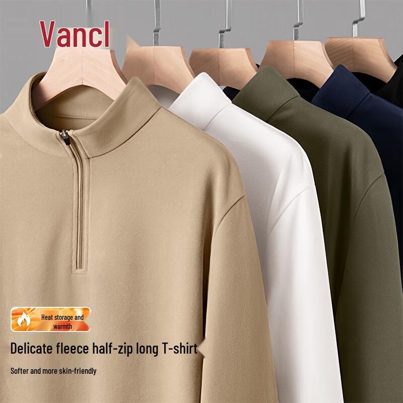 

VANCL Men s Thickened Fleece Half-Zip Long Sleeve T-Shirt 2XL