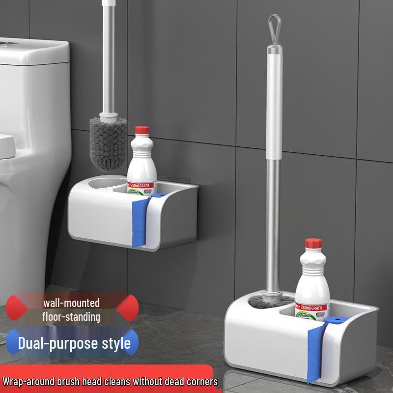 Punch-Free 360° Toilet Brush with Holder - Efficient Bathroom Cleaner