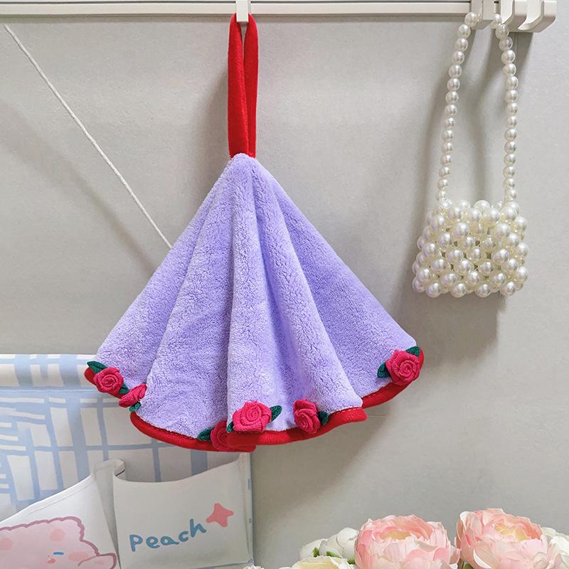 

1PC Home Hanging Hand Towel For Bathroom Kitchen For Children Adult Thickened Absorbent No-shedding Embroidery Drying Towel