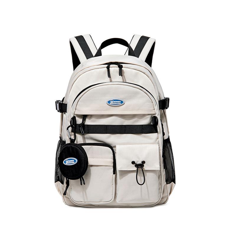 Original White Computer Double - Shoulder Backpack for College Girls, High School and Junior High School Students