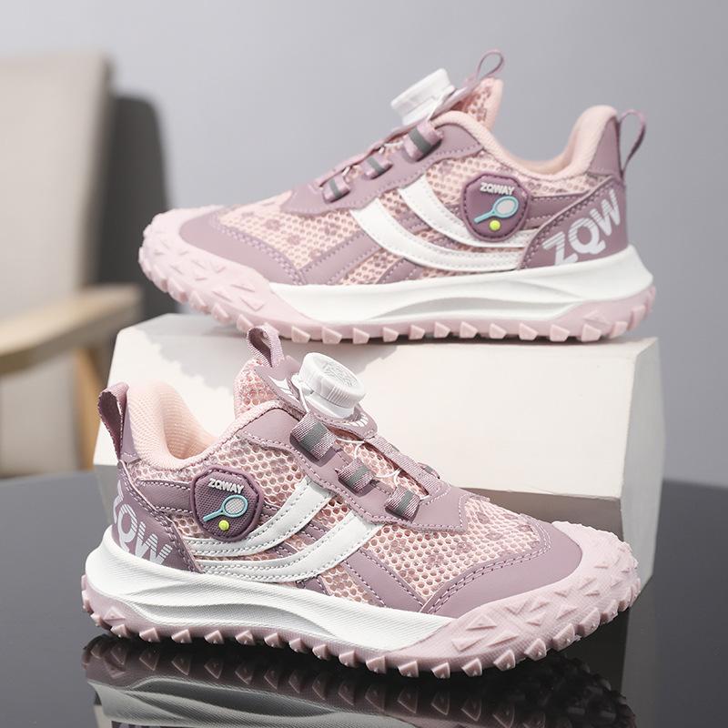 Classmate girls 2025 new spring children's purple sports shoes medium and older children's mesh breathable dad mesh shoes non-slip