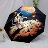 Automatic Open/Close Folding Umbrella with Astronaut Cat - Space-Themed Umbrella, Compact Travel Umbrella with 8-Rib Sturdy Fr