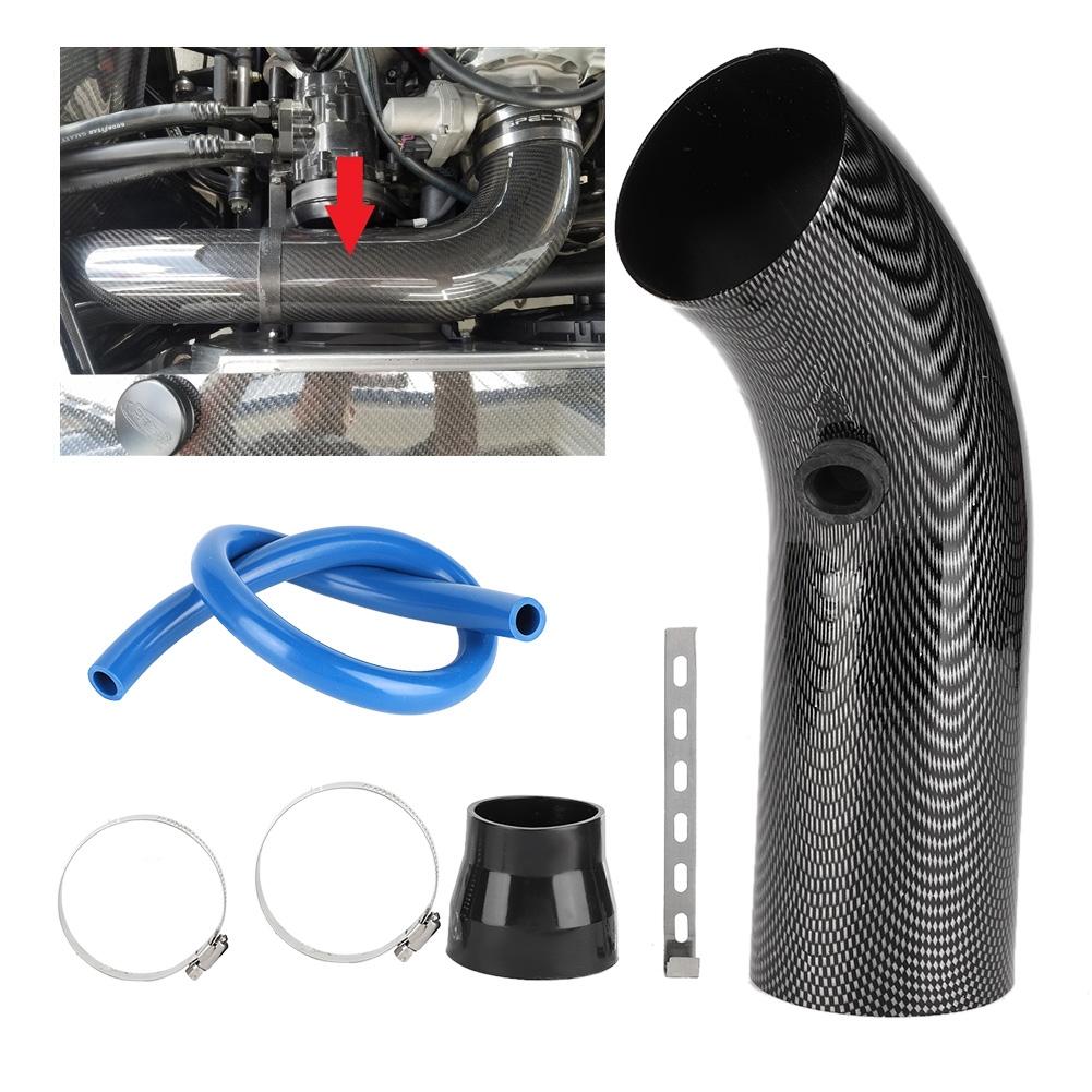 Universal Car 75mm Inlet Carbon Fiber Look Steel Cold Air Intake Pipe Accessory