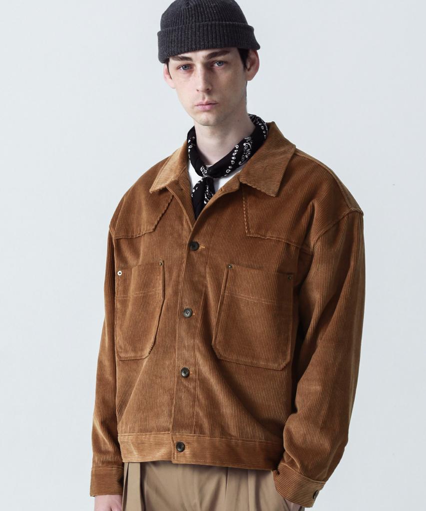 Stage Name Western Corduroy Oversized Trucker Jacket_Camel Brown