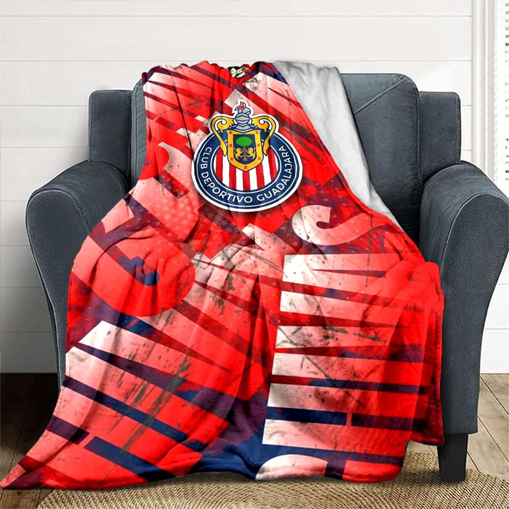 Chivas Guadalajara Print Flannel Blanket High Quality Warm Comfortable Cover for All Seasons Perfect for Gifts Home Decor