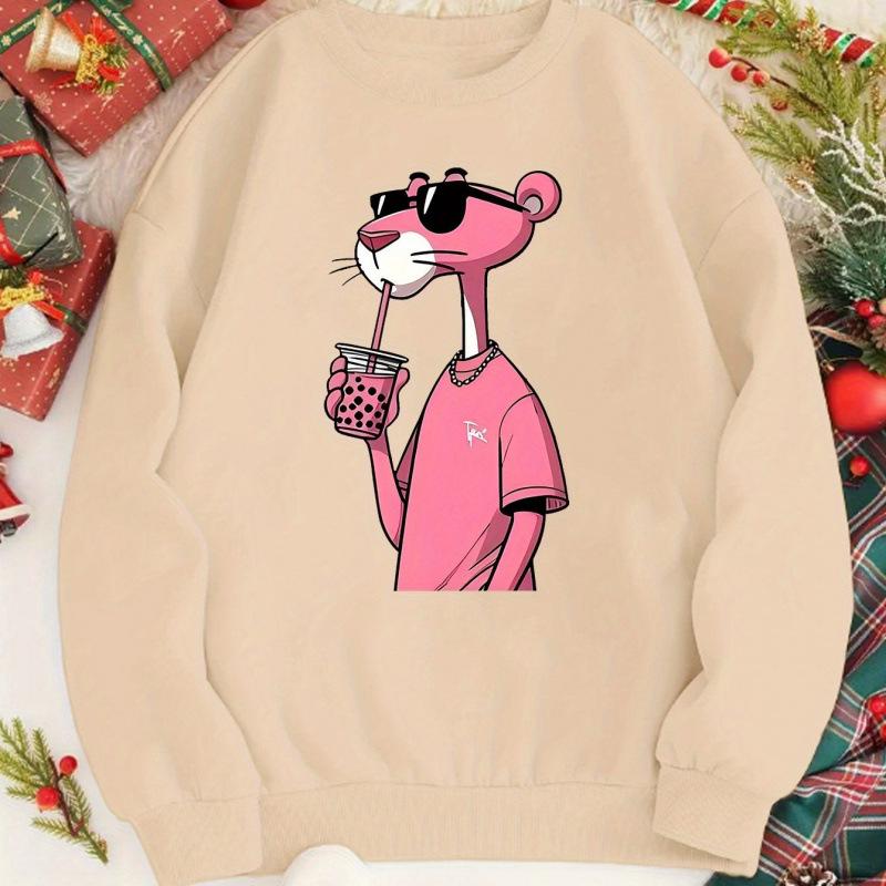 TUME Women's Cartoon Sweatshirt - Loose Casual Plus Size Round Neck Hoodie