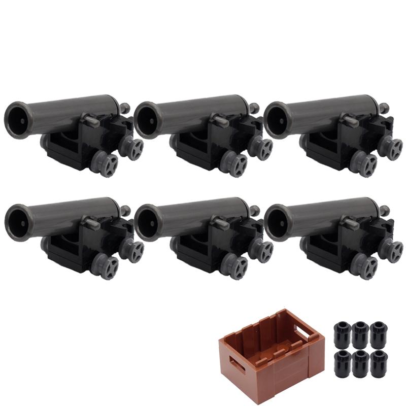 MOC Medieval Army Weapons Building Blocks Cannon Pirate Ship Soldiers Figures Military War Scene Assembling Mini Brick Toy Gifts
