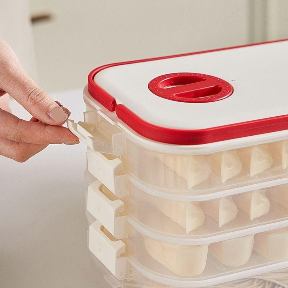 Plastic Dumpling Box Multi-Layer Transparent Food Egg Frozen Box Sealed Large Capacity Wonton Fresh-Keeping Organizer for Home