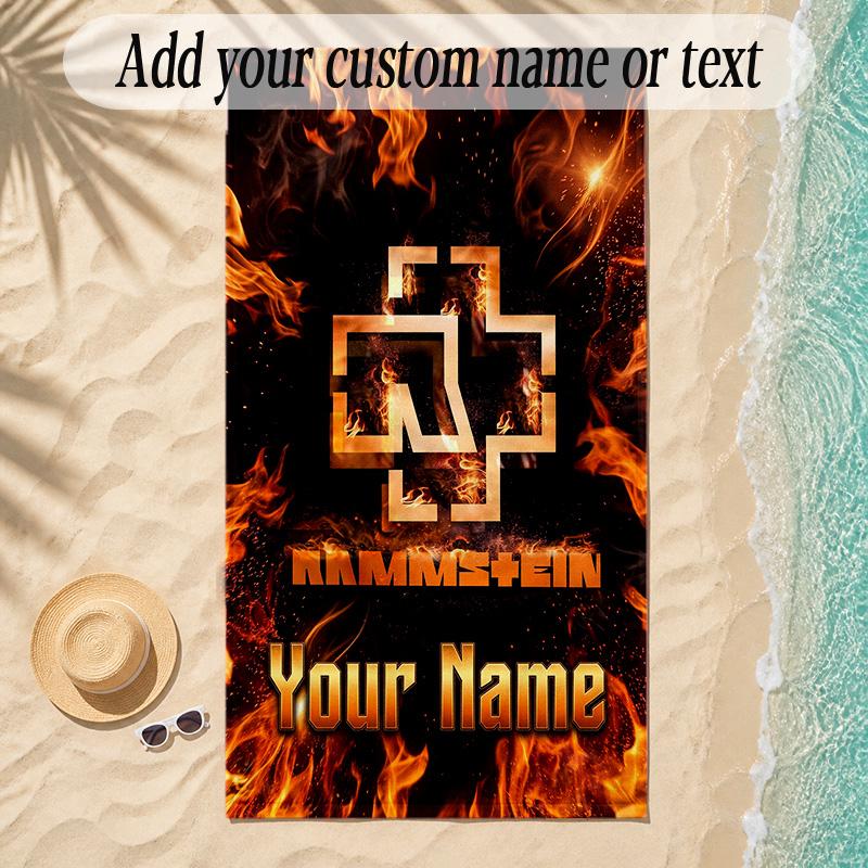 Beach TowelRammstein Custom Name Text Personalized Soft Towel for Beach Pool Indoor Home Decor Gift