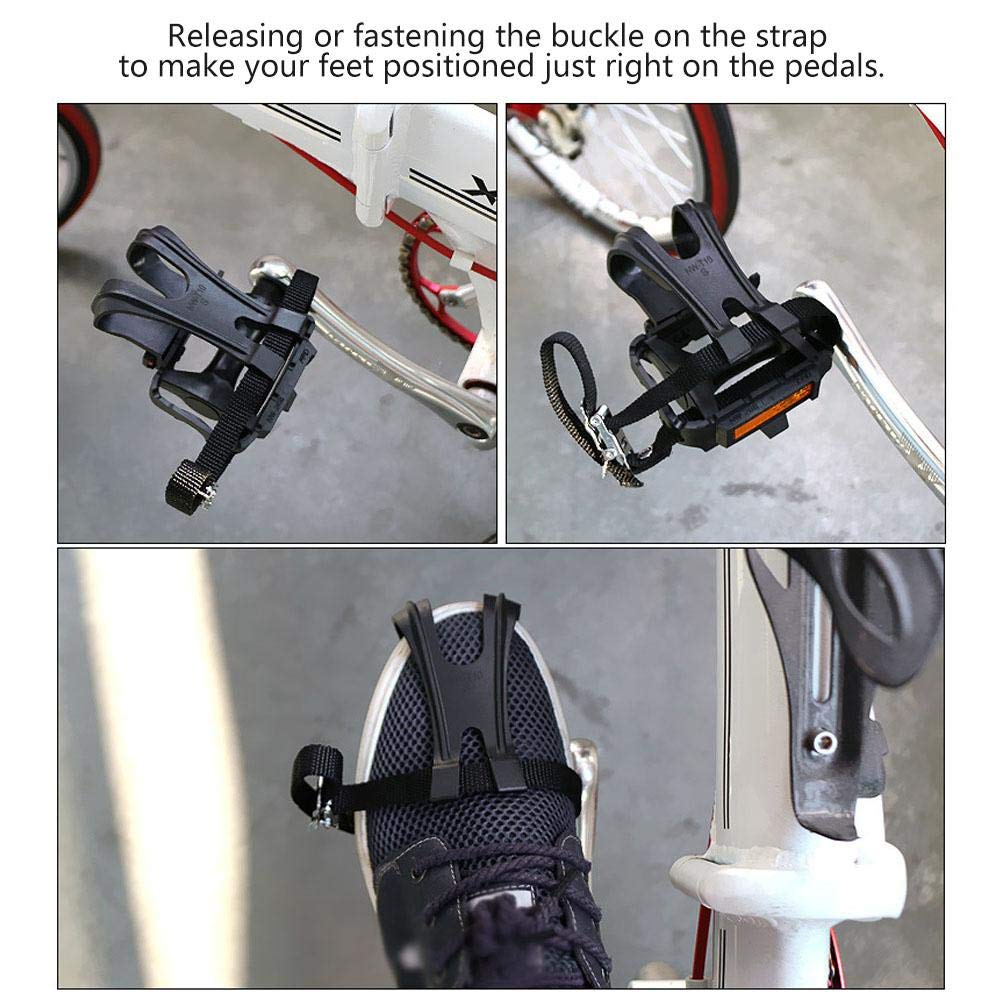 Bicycle Pedals with Toe Clip Straps, Cycling Pedals with Integrated Toe Clips and Cage Straps, Outdoor Afix, for Mountain and Road Bikes