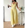 Women Yellow Halter Neck Maxi Dress Sleeveless V-Neck Backless A-Line Long Dress Casual Summer Elegant Beach Party Dresses