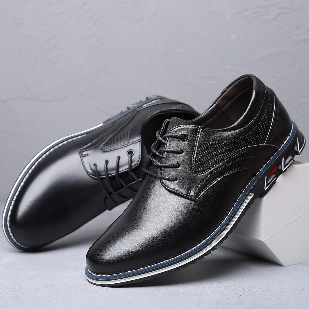 Fashion Men's Leather Shoes Soft Sole Soft Leather Casual Sneaker Fashion Black British Business Formal Work Men's Shoes Big Size 38-48