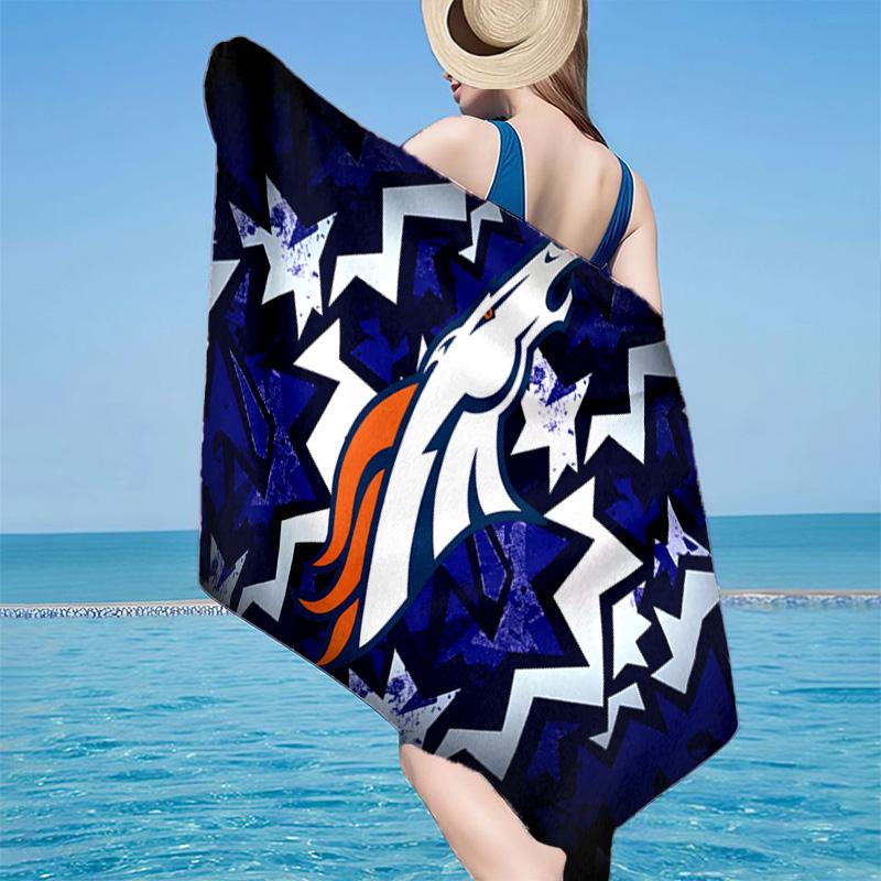 Denver Broncos Logo Microfiber Beach Towel, Lightweight And Quick-Dry, for Summer Travel, Beach Essential, Swimming Pool