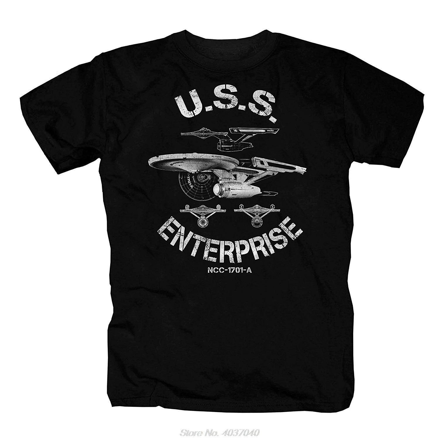 

T Shirt men Uss Enterprise Voyager Spock Raumschiff Sci Fi Retro Planet tees tshirt harajuku 4XL