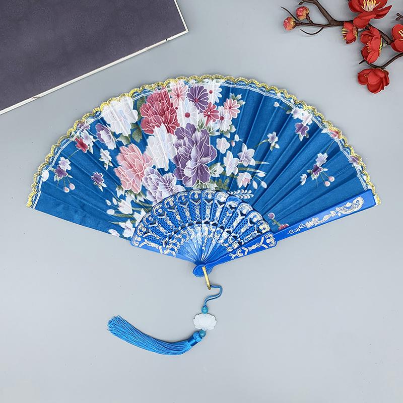 Chinese Style Vintage Silk Folding Fan Art Crafts Gift Home Decoration Dance Hand Fan Handmade Room Decorative Fan