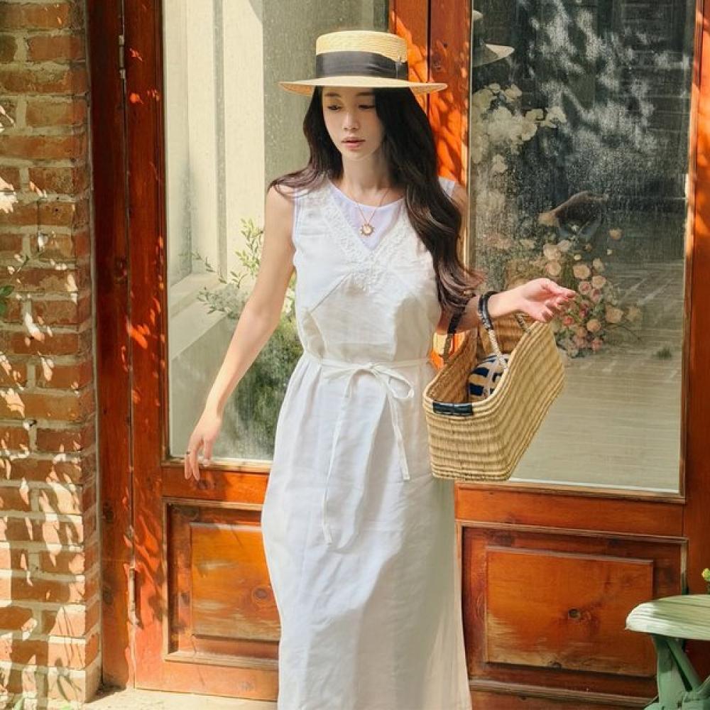 On On Lace Sleeveless Dress New6mo601 IVORY/S_01