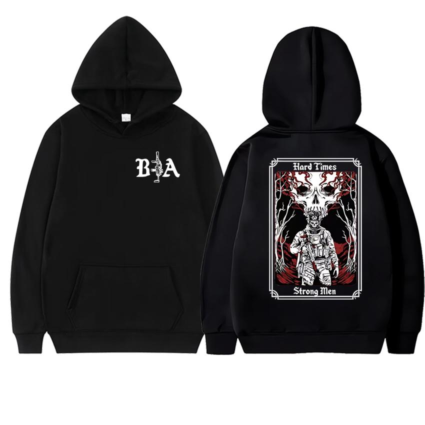 Hard Times 2025 Brothers In Arms Double Sided printed Hoodies Men Women vintage Hip Hop streetwear Unisex Fleece Sweatshirt Coat