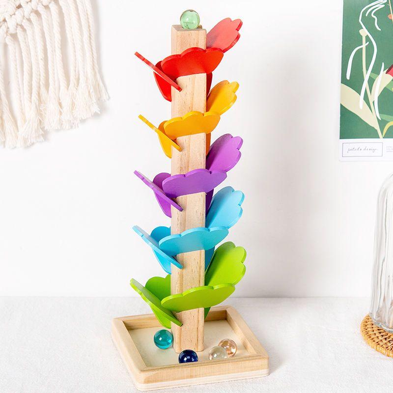 Assembling Building Blocks Mulitcolor Leaves Ball Inverted Beads Game Assembly Model Kindergarten Music Rainbow Tree Educational
