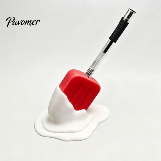 Creative Pencil Cup Cute Melting Popsicle Pen Holder, Unique Decorative Stationery Organizer, Colorful Marker Holder Durable PLA Container for Office