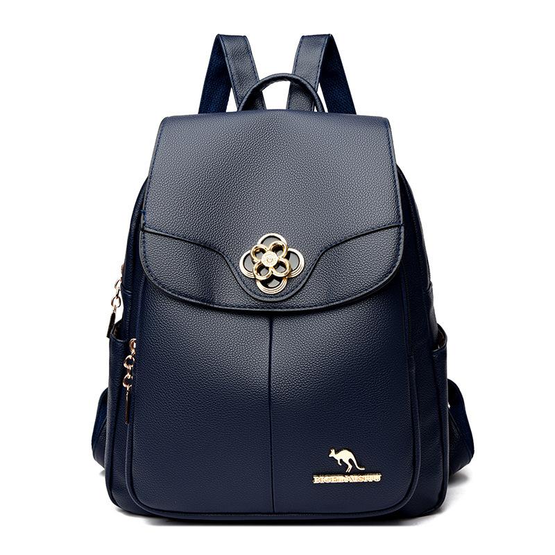 

Рюкзак Новая Мода Большая Вместимость Женский Мягкая Кожа Универсальный Рюкзак Дорожный Рюкзак синий