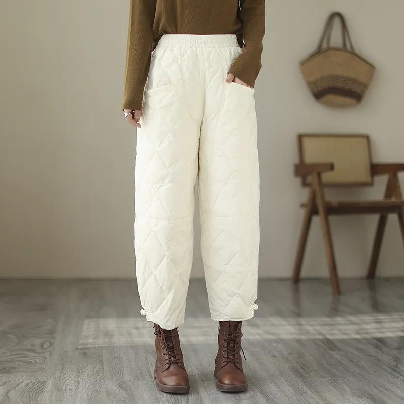 Pantaloni Harem Bumbac Îmbrăcăminte Exterioară Femei Modă Cald Pantaloni Harem Iarnă Groși Bloomeri Largi