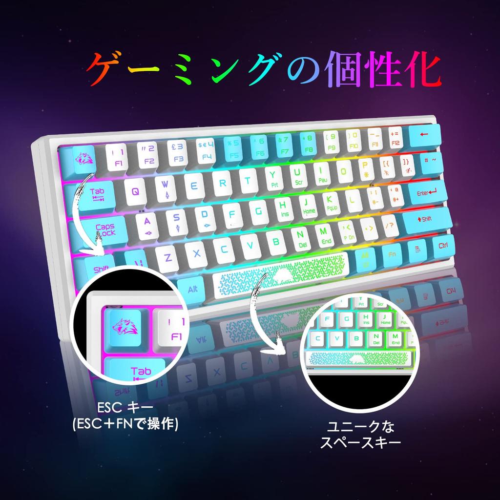 LexonTech X ZIYOU LANG K61 Gaming Keyboard with RGB LED Backlighting 62 Compact USB Membrane Wired Multifunctional Multimedia Compatible with for Work