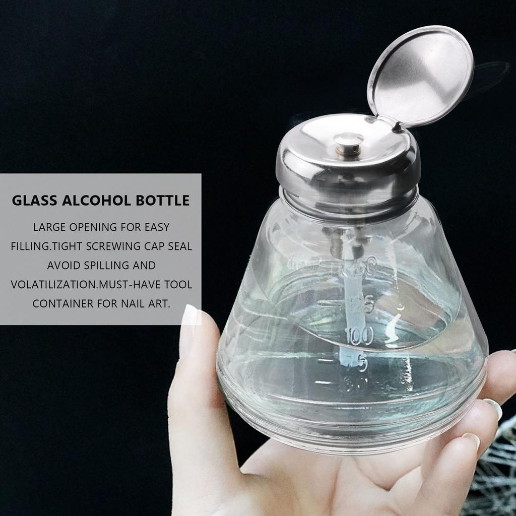 ABWR-Empty Nail Polish Makeup Remover Pump Dispenser Glass Push Down Press Bottle