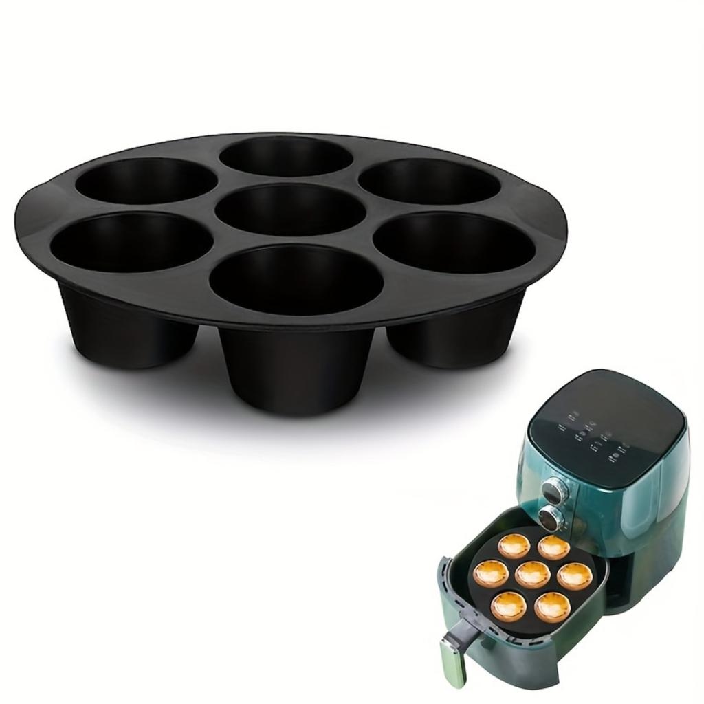 1pc Muffin Pan Cupcake Tray, 7-hole Cake Mold, Air Fryer Silicone Muffin Pans For Baking, Cupcake Mold For Air Fryer Accessories
