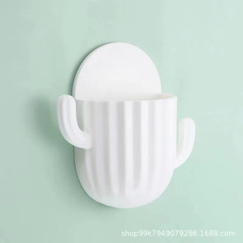 

Съемный самоклеящийся органайзер для косметики, настенный органайзер без перфорации, расчески, щетки для хранения мелочей, стеллаж в форме кактуса белый