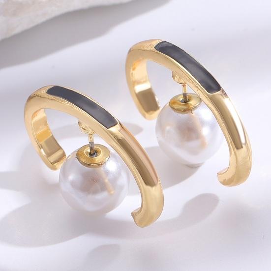 French C-Shaped Earrings Oval Hoop Earrings Versatile Drop Earrings for Women Elegant